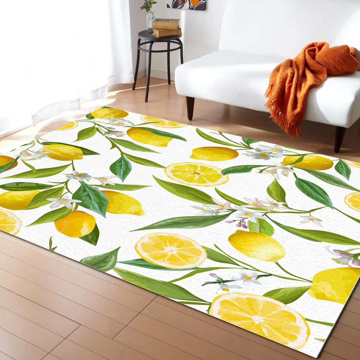 Фруктовый лимонный желтый белый ковер для гостиной Детский домашний