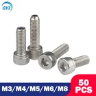 50 шт. M3 M4 M5 M6 M8 * длина 6-50 мм 304 стандартная нержавеющая сталь DIN912 Шестигранная головка болт с шестигранной головкой