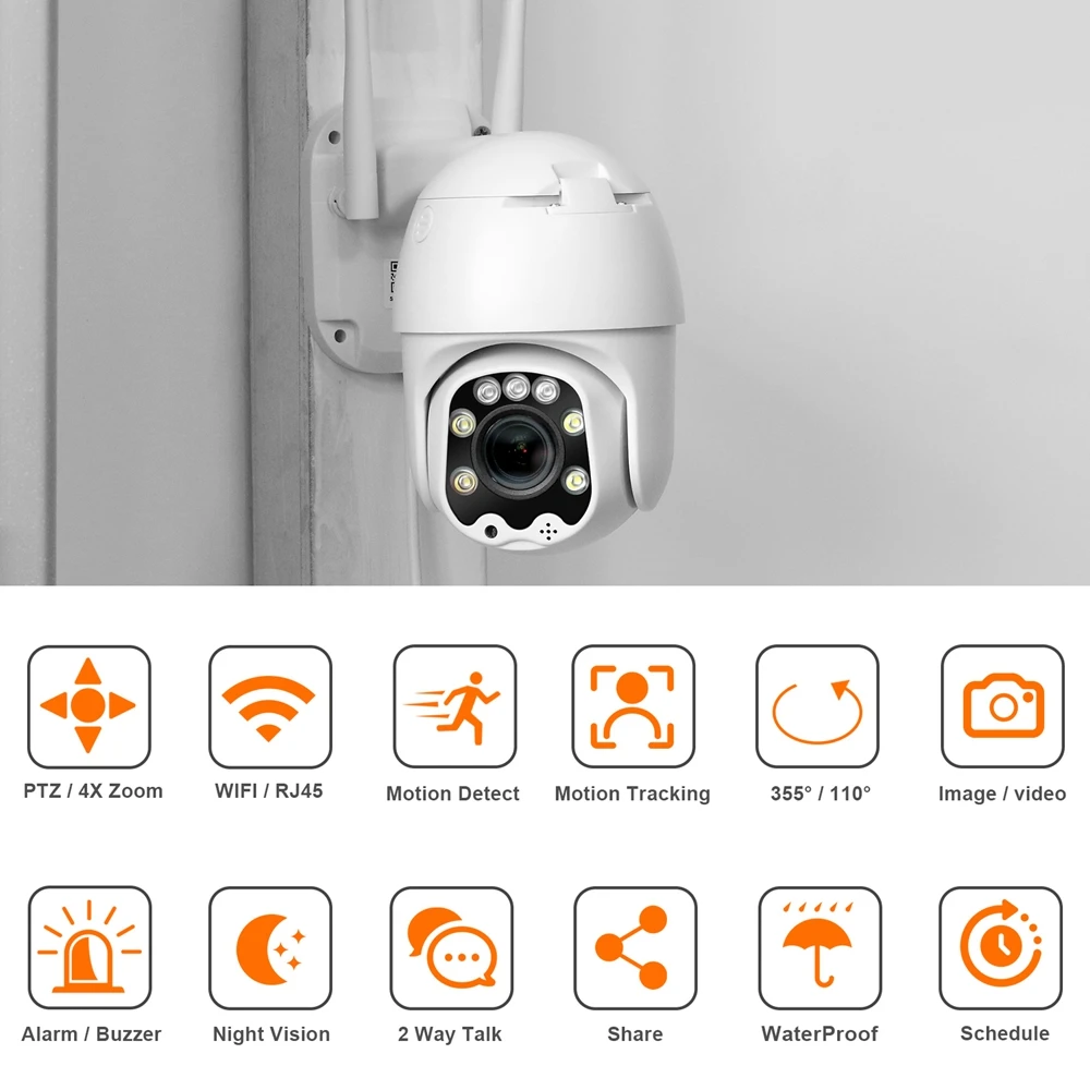 TUYA Smart WI FI Камера работает Alexa Google Home система безопасности 4X зум камеры PTZ