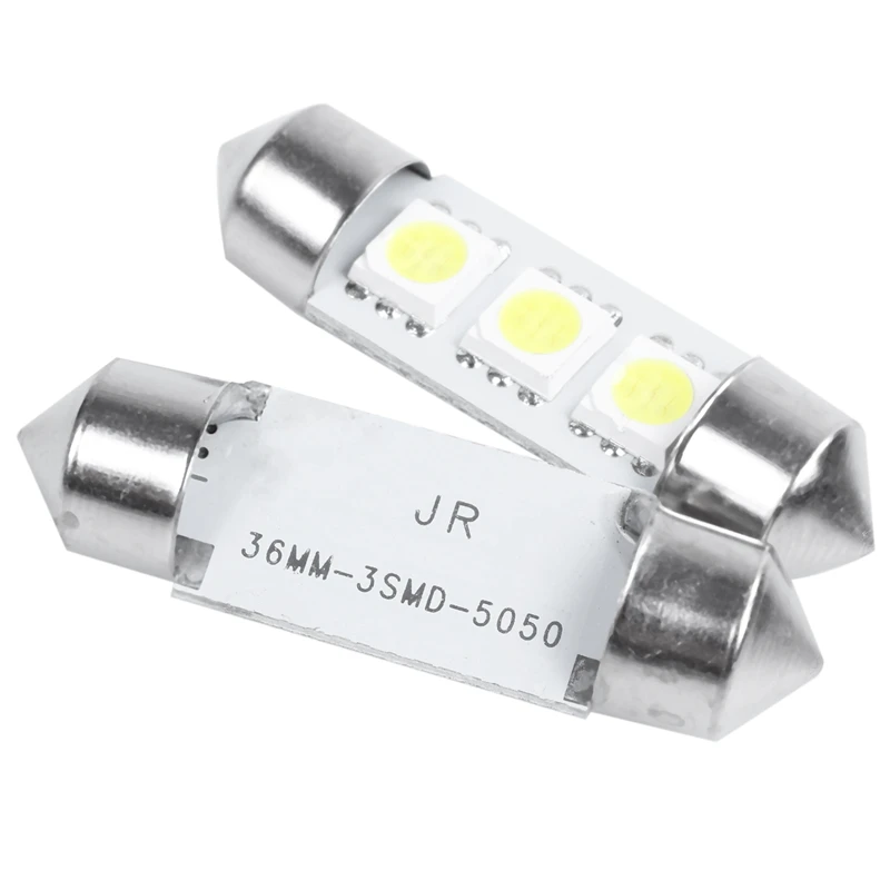 Белые 36 мм автомобильные лампы 5050 SMD 3 LED Festoon e Lights Fuse 12V DC 6 штук | Автомобили и