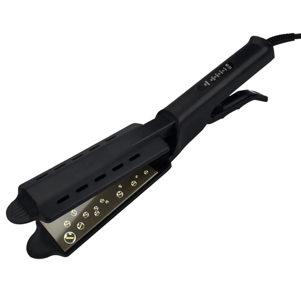 PLUG EU Hair Straightener Four-gear temperature adjustment Ceramic Tourmaline Ionic Flat Iron Hair Straightener For Women Widen panel - Цвет: PLUG EU
