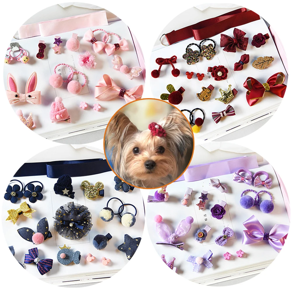 

18pcs/set Cute Dog Hairpin Kitten Puppy Boy Girl Party Wedding Pet Grooming Hair Band Clip Pet Accessories Chihuahua Yorkies