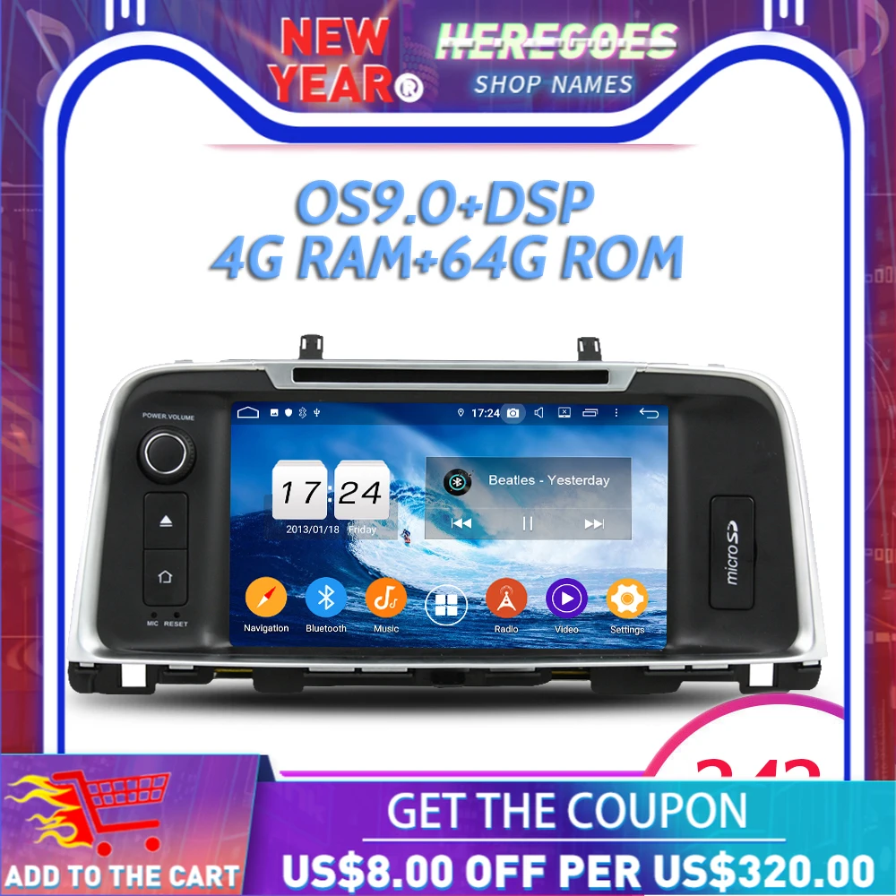 1280*720 IPS DSP Android 10 0 64 Гб ROM + 4 RAM 8 ядерный автомобильный DVD плеер GPS РАДИО Wifi Bluetooth 5 для