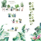 Тропическая серия растительности, Настенная Наклейка для спальни, гостиной, дома, простое украшение, Настенная Наклейка на диван, фоновые обои, зеленая наклейка