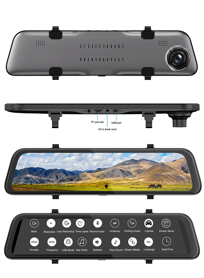 Новейшая 11,6 дюймов 2K зеркало ночного видения автомобиля DVR камера с 170+ 160 градусов угол обзора и функция WDR