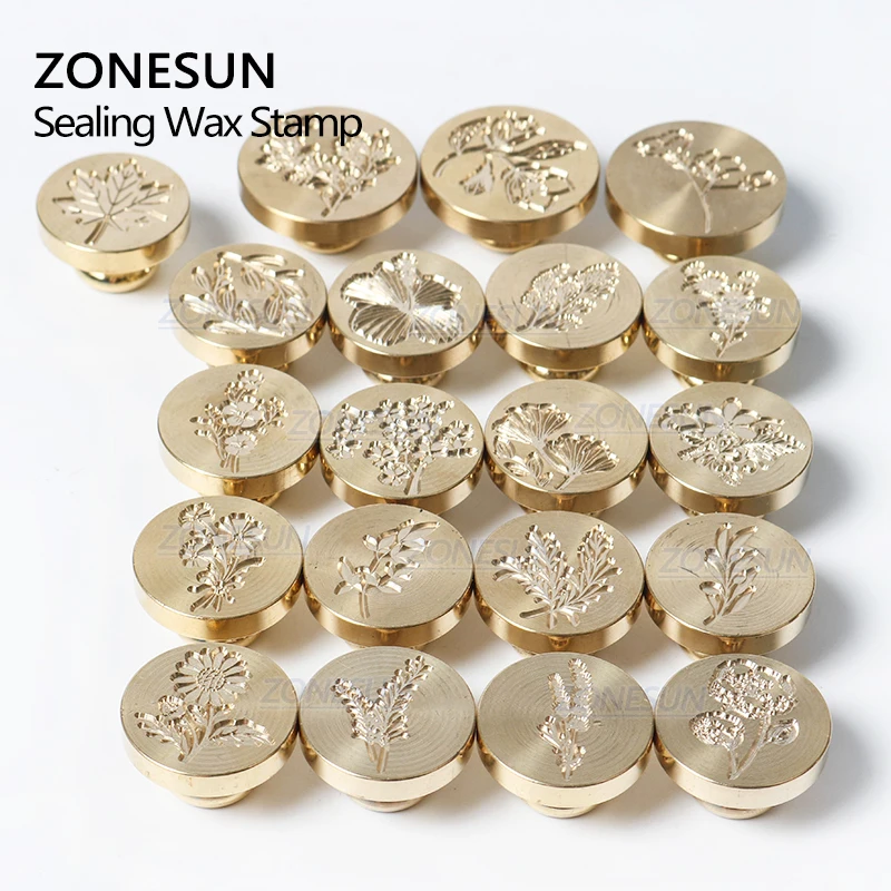 ZONESUN восковая печать штамп ботаническая латунные головки с деревянной ручкой