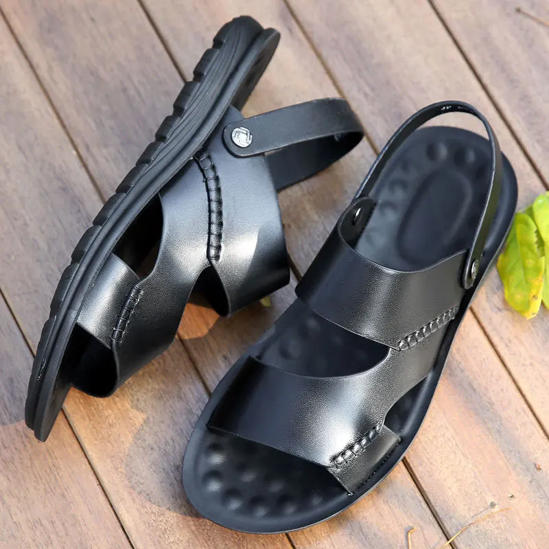 

Men Sandals 2020 Leather Genuine Men Summer Shoes Man New Casual Comfortable Barefoot Sandals Men Pentoufle Homme Adult