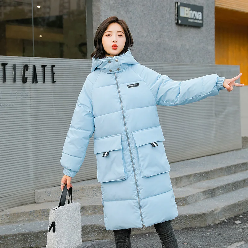 

FORERUN Long Coat Puffer Jacket Letter Patches on The Clothes Removable Hooded Women Oversized Bubble Coat Manteau Femme Hiver