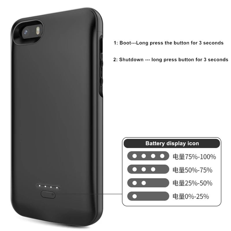 Чехол для iPhone 5 4000 мАч зарядное устройство чехол смартфона внешний аккумулятор