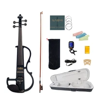 black electric violin selected solidwood body set w brazilwood bowrosincanvas caseaudio cable ebony accessories for beginner