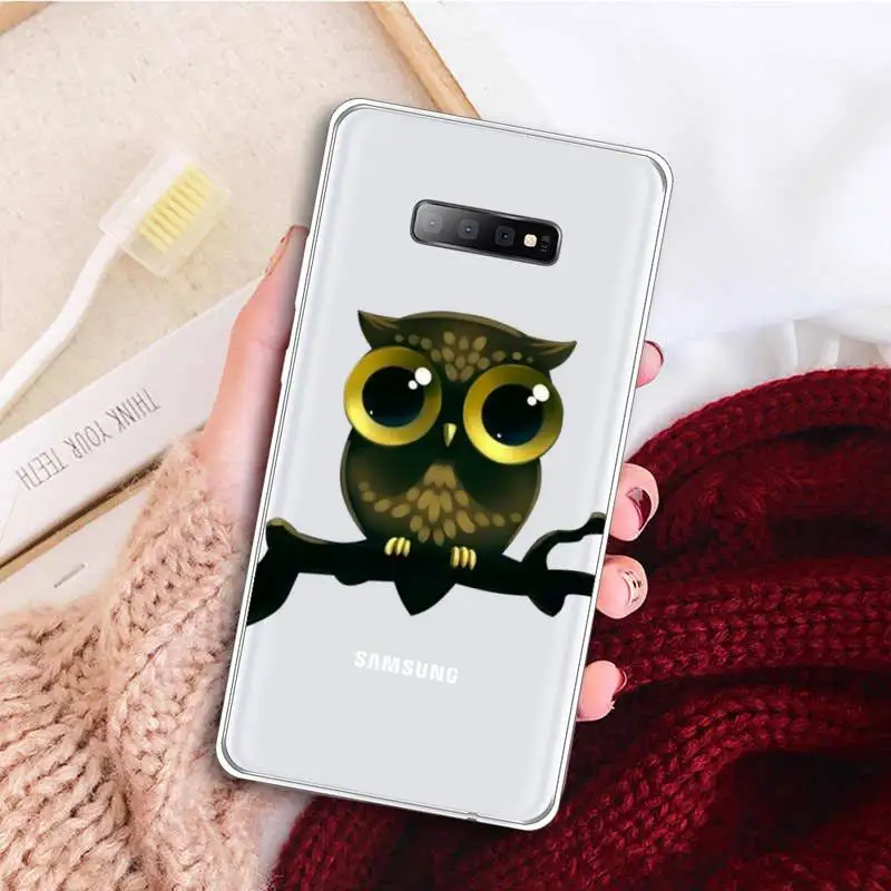 

Animal Cute Cartoon Owl Phone Case Clear Transparent for samsung A 21s 50 71 S 8 9 20 note 10 20 plus ultra