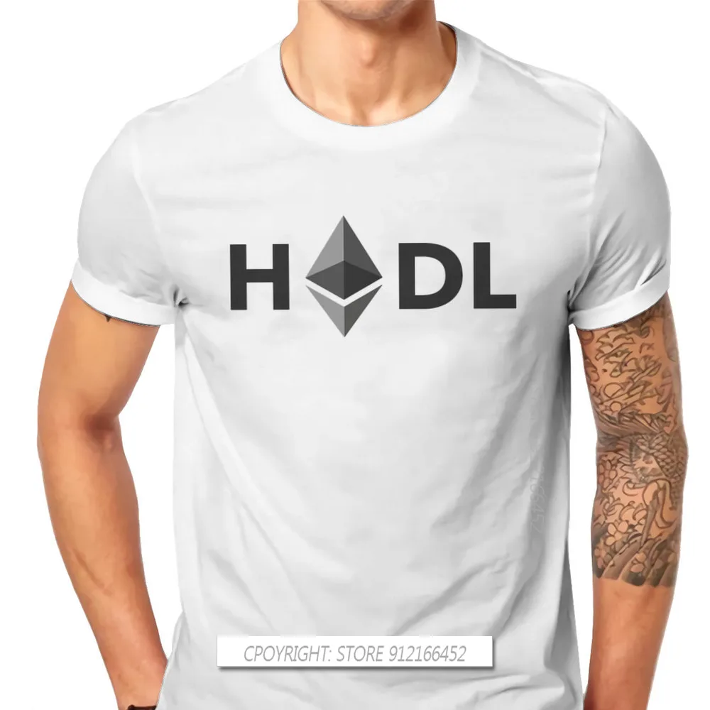 

HODL ETH Crew Neck Casual TShirt Ethereum Cryptocurrency Miners Fabric Basic T Shirt Man's Tops New Design Fluffy Big Sale