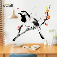 chinese style ink bird wall stickers home decor living room self adhesive room decor sticker bedroom background wall decoration