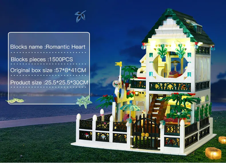DHL 01202 MOC игрушки романтическое сердце набор с светильник USB строительный блок кирпичи развивающие игрушки как подарок на день Святого Валентина