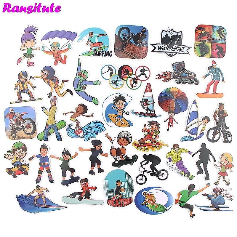 36 шт./компл. аниме Мультяшные Стикеры для экстремальных видов спорта сделай сам