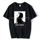 Футболка мужская в стиле аниме грустная девушка, Nu Goth Senpai Ahegao, хлопковая футболка унисекс с коротким рукавом и круглым вырезом, в стиле Харадзюку