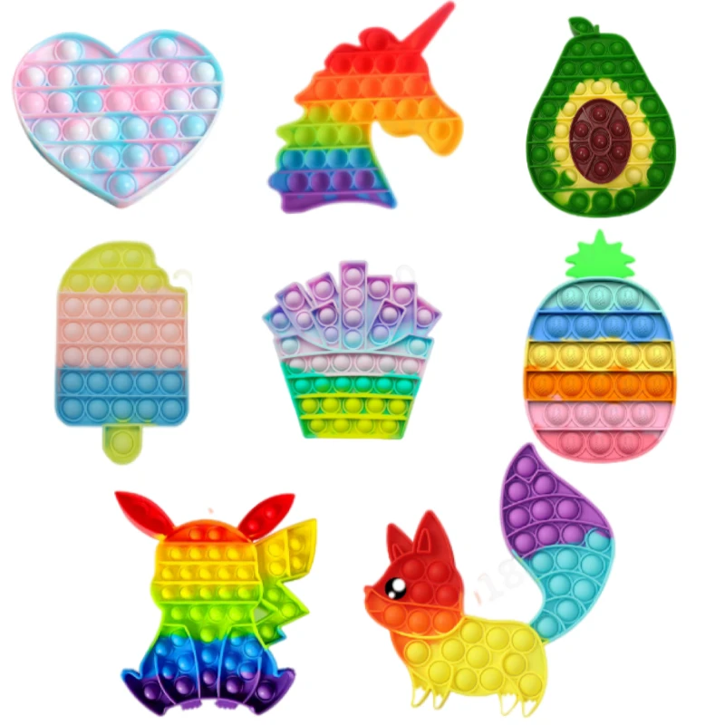 

1pc Rainbow Fidget Toys Push Bubble Sensory Toy Pops Push Bubble Sensory Fidget Toy Autism Special Needs Stress Reliever Toys