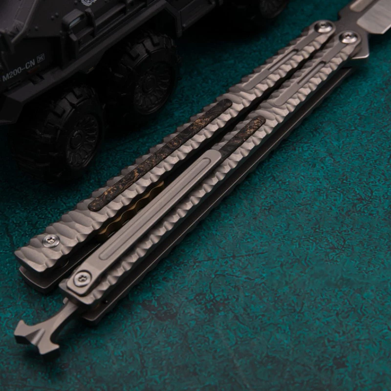 Тренировочный нож-бабочка Maxace Obsidian S90V стальное лезвие ручка из титанового сплава