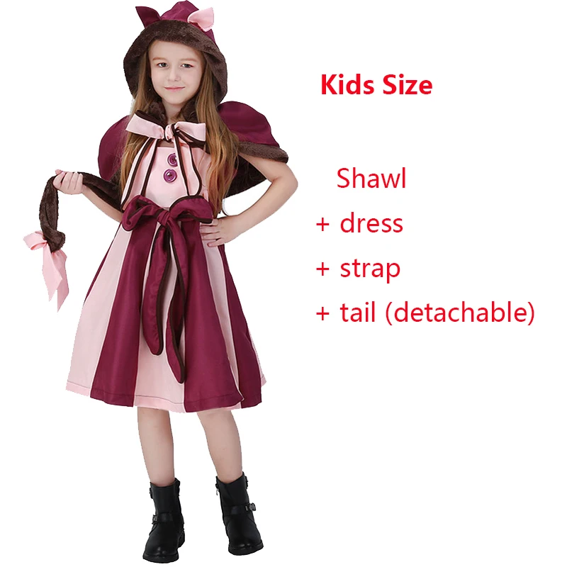 Kids size Аниме «Алиса в стране чудес»; костюм Чеширского кота на Хэллоуин; карнавальное платье для взрослых и детей; вечерние костюмы в стиле Лолиты; одежда для родителей и детей - Цвет: Kids size