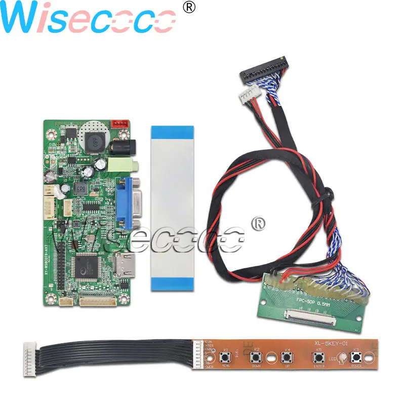 ЖК-экран Wisecoco 12 3 дюйма 1920 × 720 1000 нит емкостный сенсорный датчик 50 контактов LVDS VGA