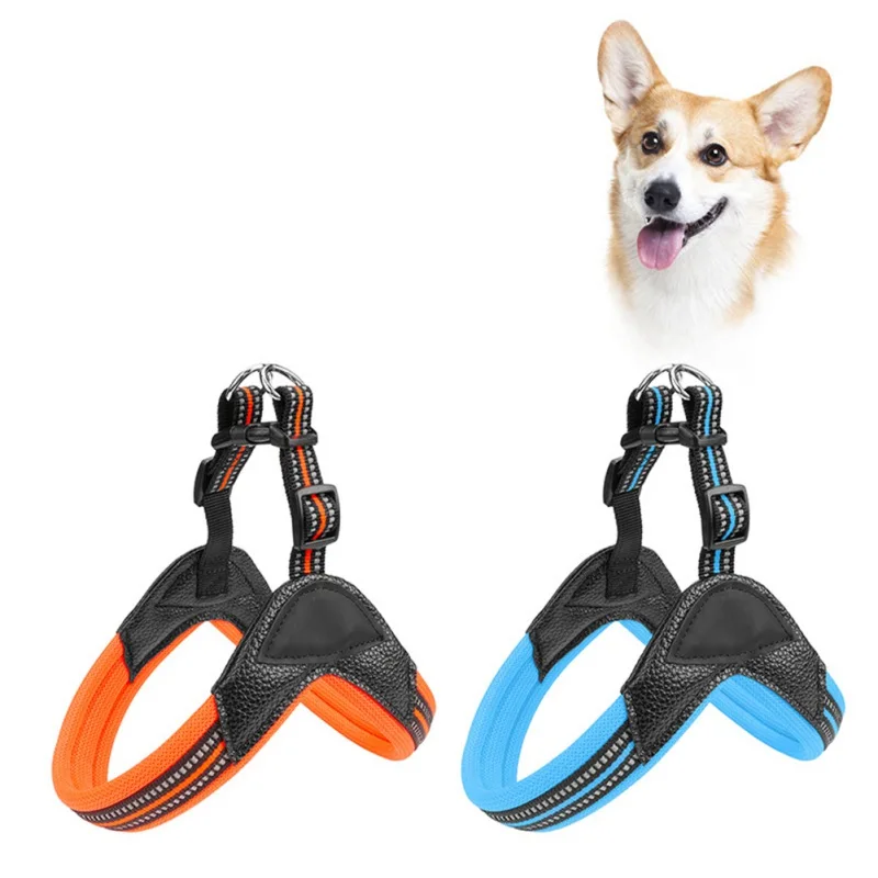 

Pet Reflective Chest Sling Dogs Pets Leash Explosion-proof Flushing Dog Sling Set Nylon straps with collar dog supplies