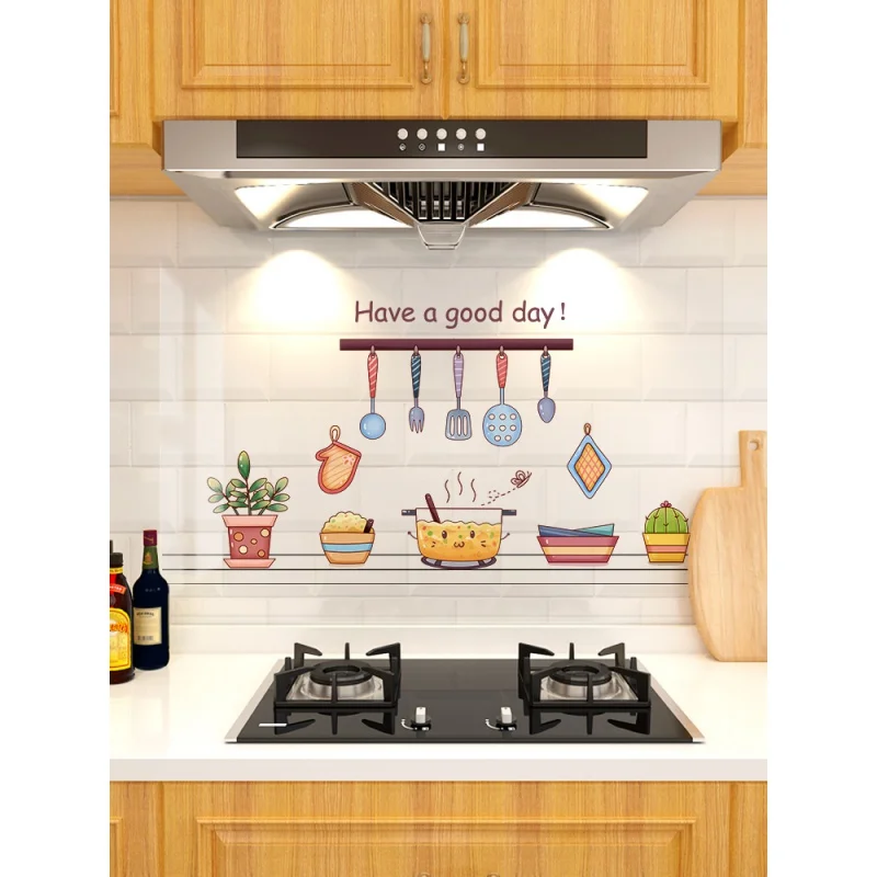 

Kitchen Greaseproof Stickers Self-Adhesive Cooking Bench Oil-Proof Stickers Waterproof Fireproof High Temperature Resistant Thic