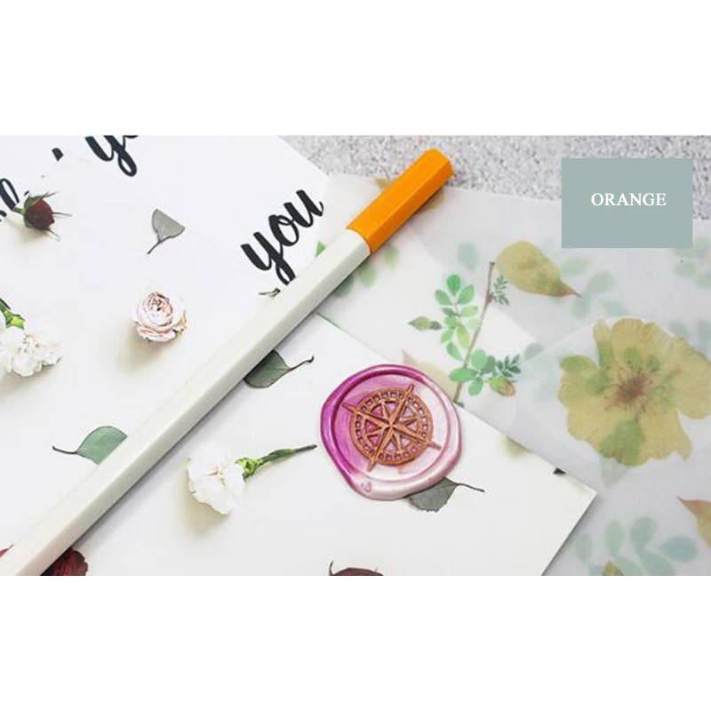 Orange Pen 1 шт. цветная ручка для восковой печати, штамп, маркер, ручка для украшения восковой печати, металлический золотой цвет, ручка, металлическая Трассировка, ручка, 11 цветов - Цвет: Orange Pen