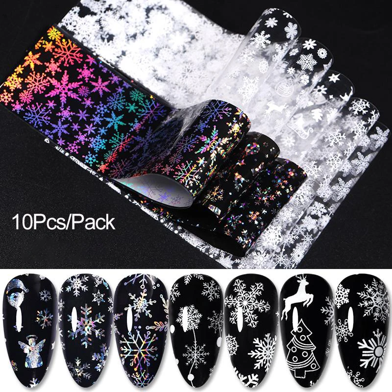 10 шт./кор. Рождественская обувь Серебряного и снежинки фольги фольга для Неил