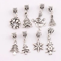 christmas tree snowflake snowman charm beads dangle fit european bracelets jewelry diy bm24 24pcs 8styles zinc alloy