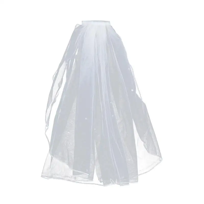 Женская короткая свадебная вуаль фата с лентой краями и расческой свадебные