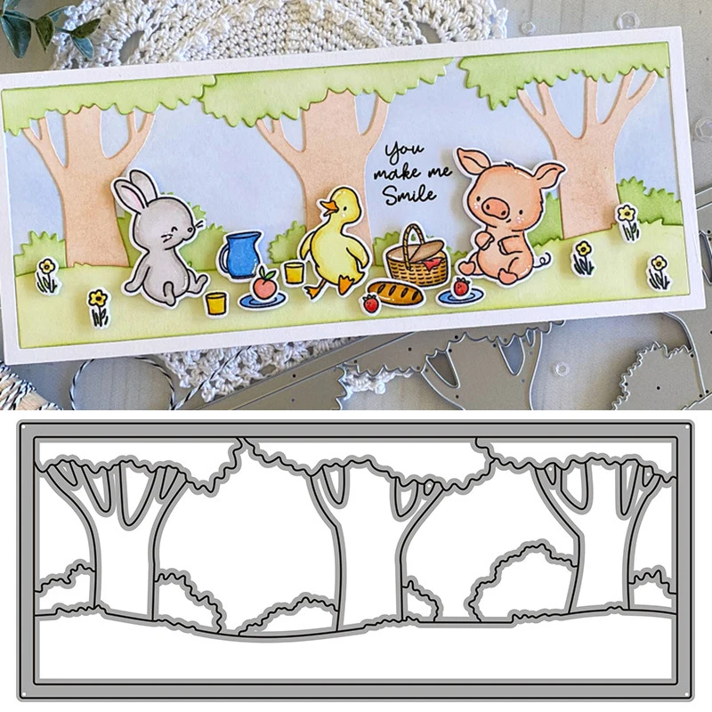 

Dies Rectangular Forest Tree Background Frame DIY Mold Paper Metal Craft Dies for Card Making Cut Dies 2021 Embossing New Molds