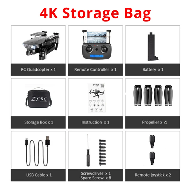 4K Storage Bag SG901 Дрон 4K двойная HD камера wifi FPV оптический поток Квадрокоптер Профессиональный Следуйте за мной Вертолет Hover складной игрушечные дроны - Цвет: 4K Storage Bag