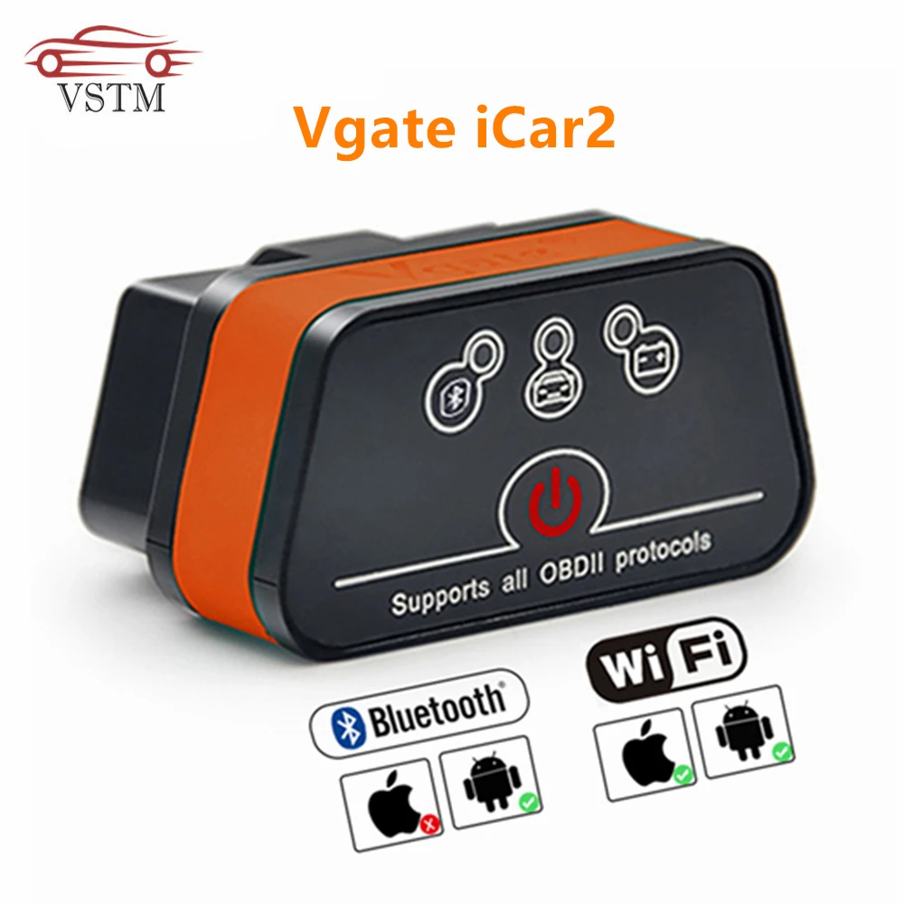Адаптер диагностический автомобильный Vgate iCar2 ELM327 V2.1 для разъема OBD2 wifi Bluetooth