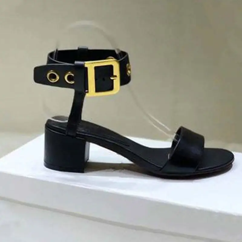 Сандалии женские на квадратном каблуке роскошные брендовые босоножки с ремешком