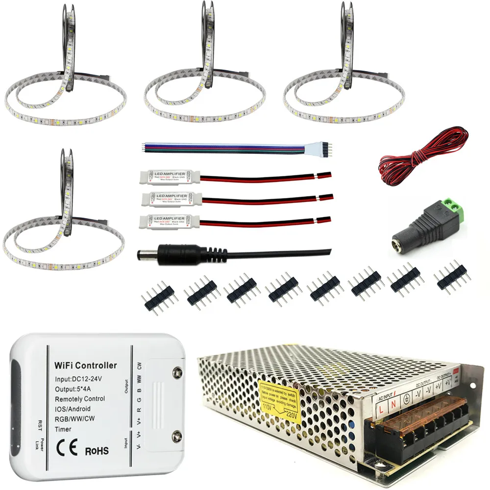 DC12V 5 м 10 15 20 Wifi Светодиодная лента SMD 5050 RGB RGBW RGBWW трансформатор + умный WiFi