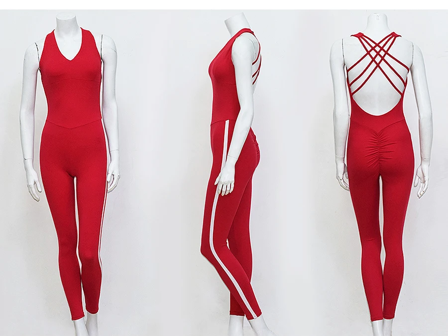 Women Sexy Sportwear Gym Clothing Set Yoga Fitness Jumpsuit Hip Sports Jumpsuit Dance Pants Female Clothes for Workout
