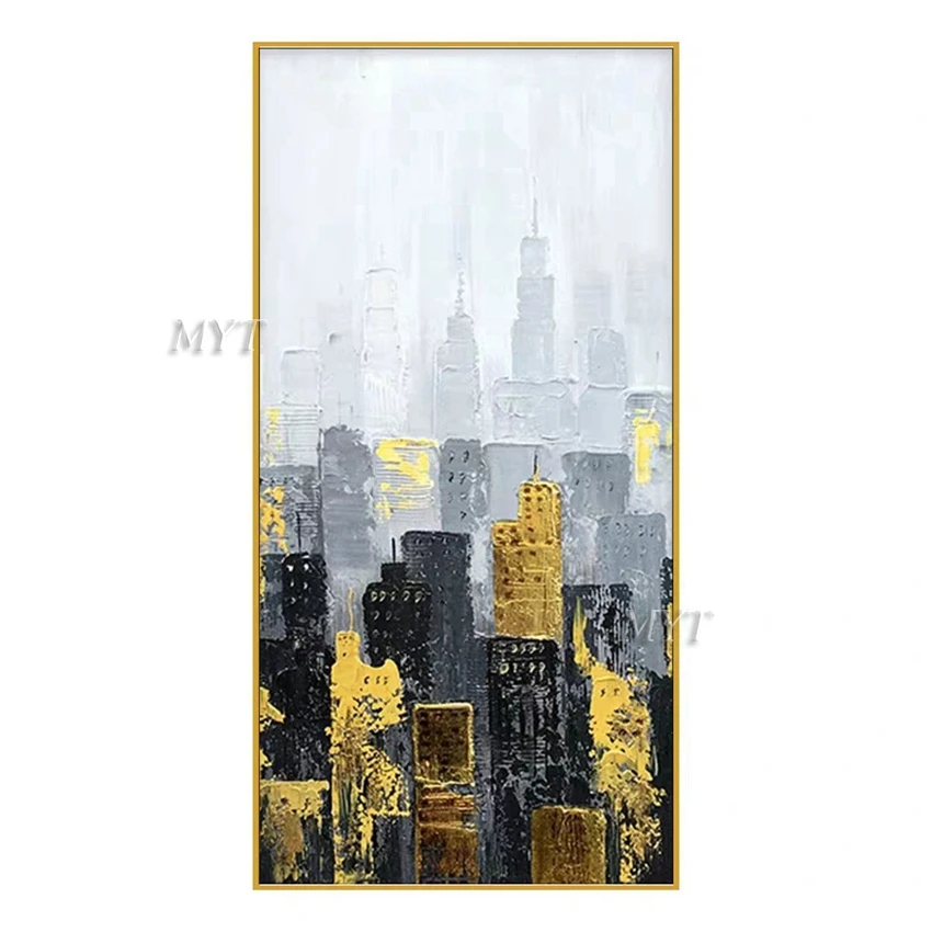 

Urban Construction Hand Painted Paintings Picture Handmade Modern Art Abstract Oil Painting on Canvas For Living Room Home Decor