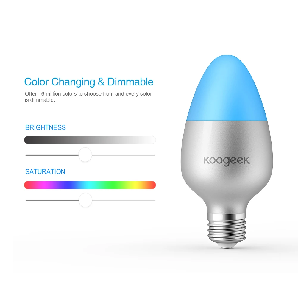 Смарт розетка Koogeek Wi Fi светильник лампочка E27 8 Вт Цвет светодиодные лампы с