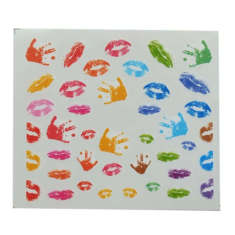 Наклейки для ногтей водная наклейка красочные ладони и губы узор 3D маникюрная