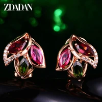 zdadan 925 sterling silver rose gold flowers stud earrings for women fashion wedding jewelry gift