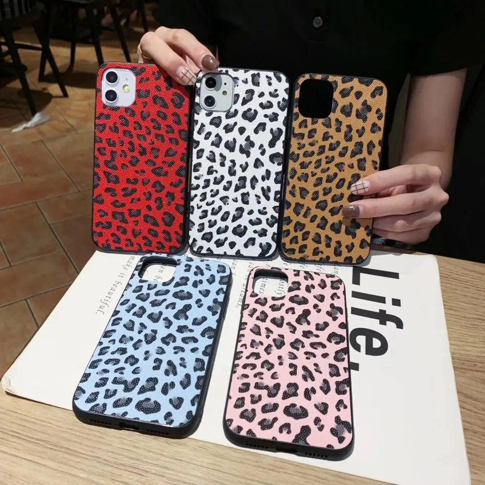

Luxury leather Leopard Print Phone Cover For Iphone 12 11 Pro XS Max XR X SE 2020 8 7 Plus Luxury Soft Back Cases Fashion Shell