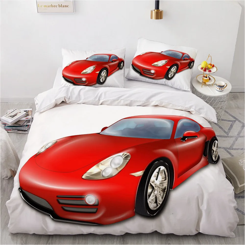 

Classic 3D Bedding Set Duvet Cover Set Comforter King King Queen Double Single Size Red Cartoon Car Design Custom Home Texitle