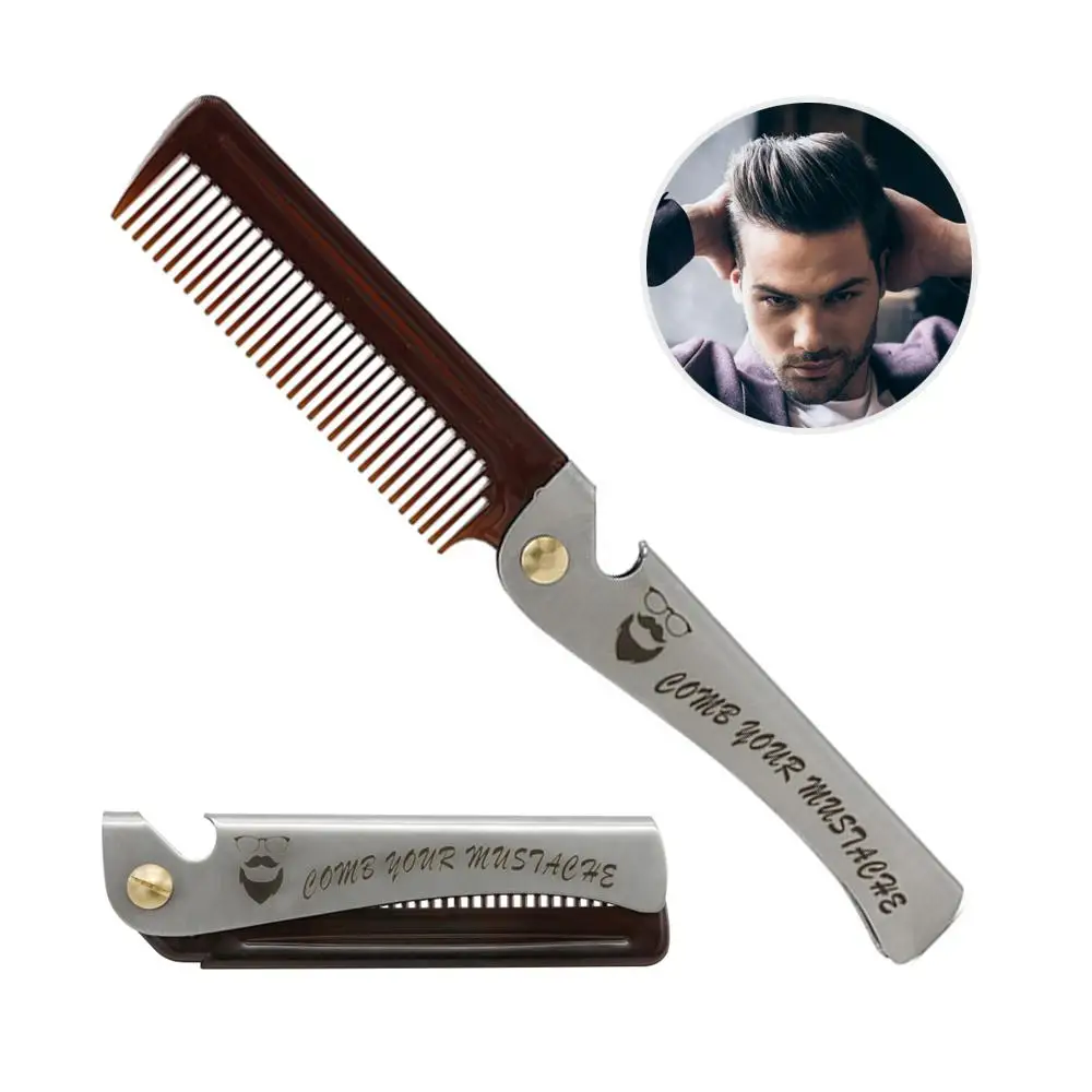 Нержавеющая сталь складной гребень путешествия портативный карманный волос