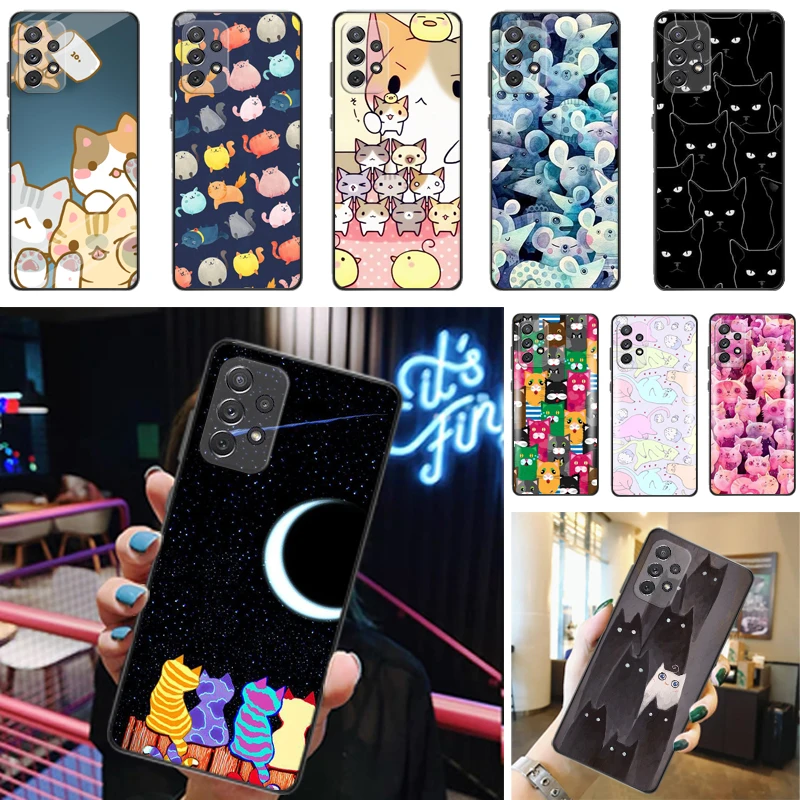 

Cats Hey Buddy Human Friends Color Painting Phone Case For Samsung Galaxy A52 A72 4G 5G Carcasa Funda Coque Soft TPU Cases