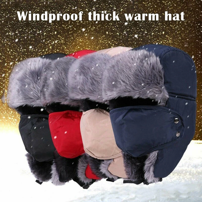 

Winter Plush Hats Cold-Proof Ear Warm Cap Outdoor Windproof Thick Warm Snow Women Men Cycling Cap TC21