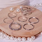 Купите 1 и получите 2 Модные Серебряные кольца в стиле бохо средней длины на костяшки пальцев 7 шт. в комплекте для женщин геометрические кольца на палец с кристаллами модные богемные ювелирные изделия