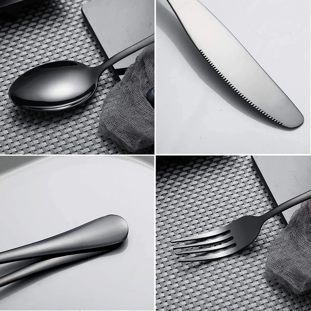 

24Pcs Colorful Dinnerware Set Stainless Steel Cutlery Set Kitchen Mirror Gold