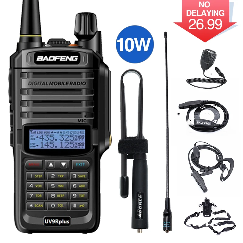 Baofeng UV 9R plus 10 Вт IP68 Walkie Talkie Водонепроницаемая высокомощная CB Ham 20 км дальность UV9R