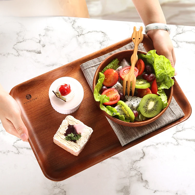 

YUSOTAN wooden serving plate kitchen utensils plates retangle shape natural solid wood wooden tray food serving platter wood