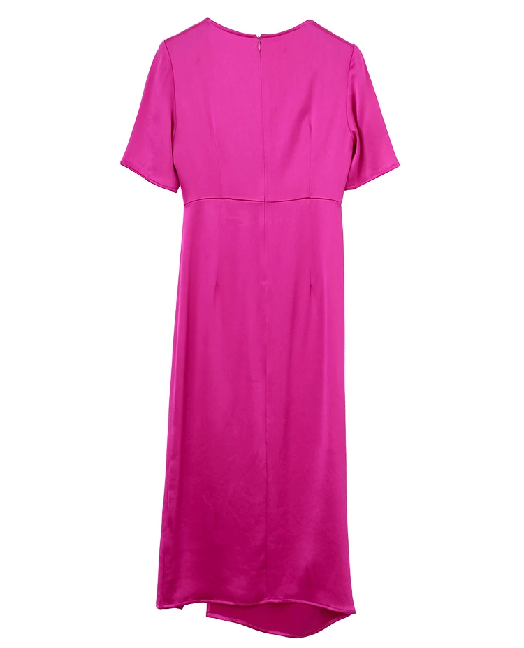 

Quality Brand High New Summer Dress Women Brooches Beading Deco Short Sleeve Mid-Calf Length Split Sexy Purple Blue Dress Event
